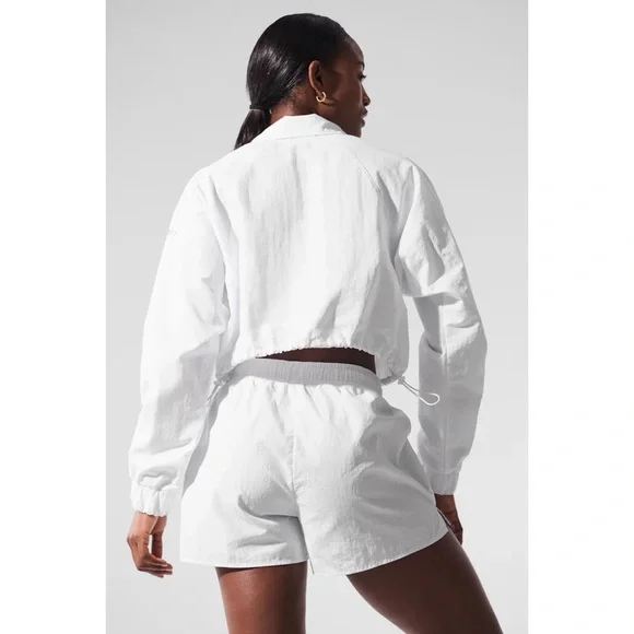 Alo Yoga Cropped 1/4 Zip Alumni Pullover White S - Picture 6 of 15